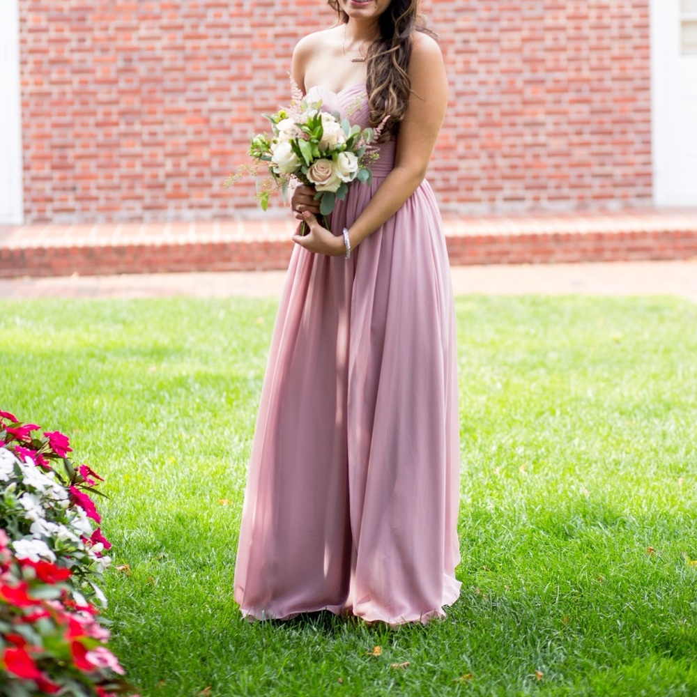 Dusty pink chiffon bridesmaid dress